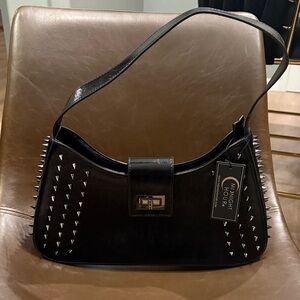 Midnight Hour Black Studded Shoulder Bag